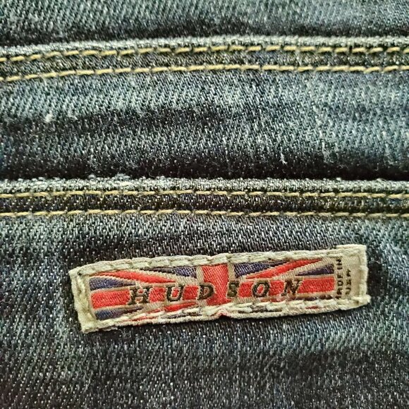 hudson Dark Wash Low Rise Straight Leg Flap Button Pockets Denim Jeans Size 27 - Picture 6 of 9